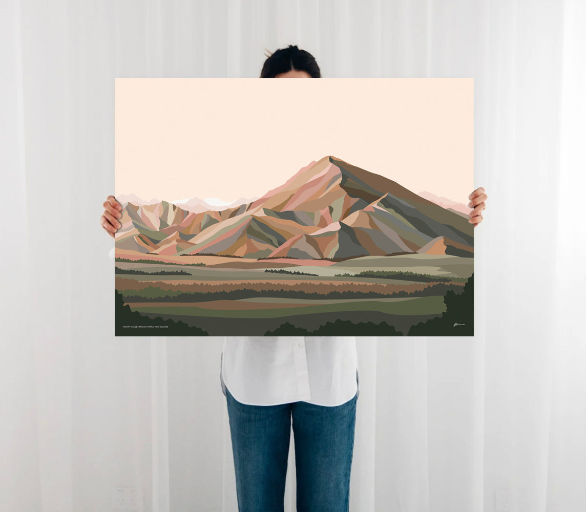MOUNT MAUDE, WĀNAKA/HAWEA, NEW ZEALAND Art Print (2 colourways)