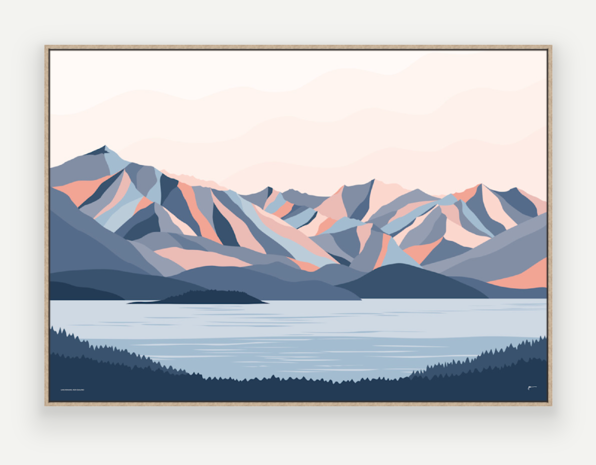 Lake Wānaka Mountains New Zealand Art Print