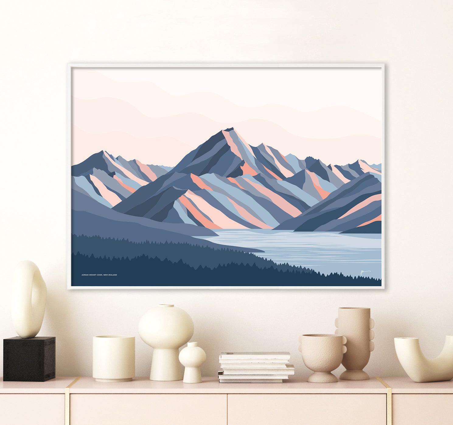 modern mountain new zealand art print