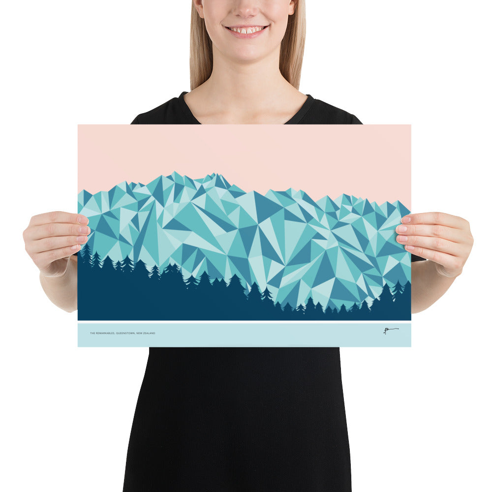 The Remarkables Mountain Range, Queenstown. Geometric Art Print