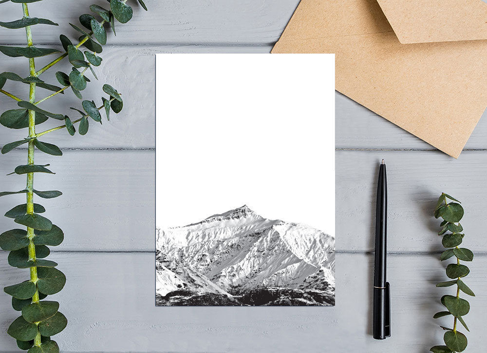 Black Peak Image, Wanaka, New Zealand. Black and White photographic Greeting  Card. Wanaka, New Zealand!