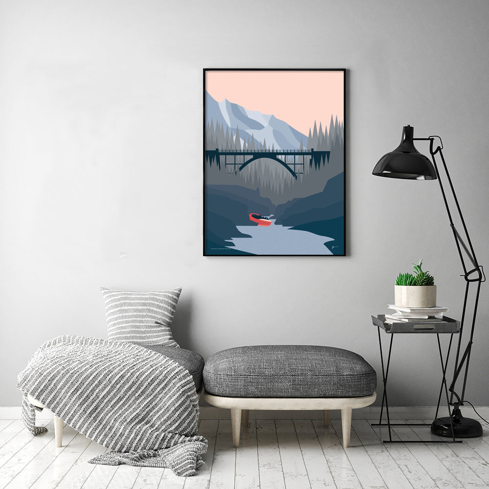 Shotover River Jet Queenstown, New Zealand Modern Art Print