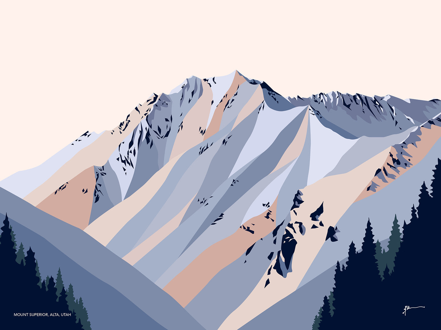 USA modern mountain art print