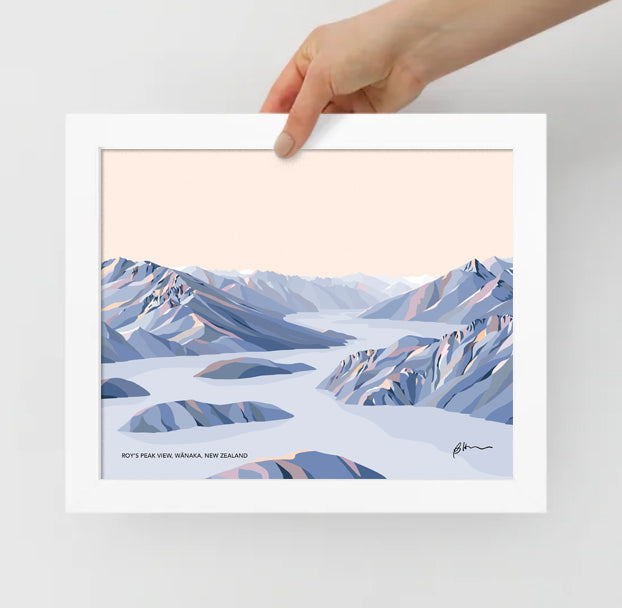Roy's Peak View, Lake Wānaka, New Zealand Modern Mountain Art Print