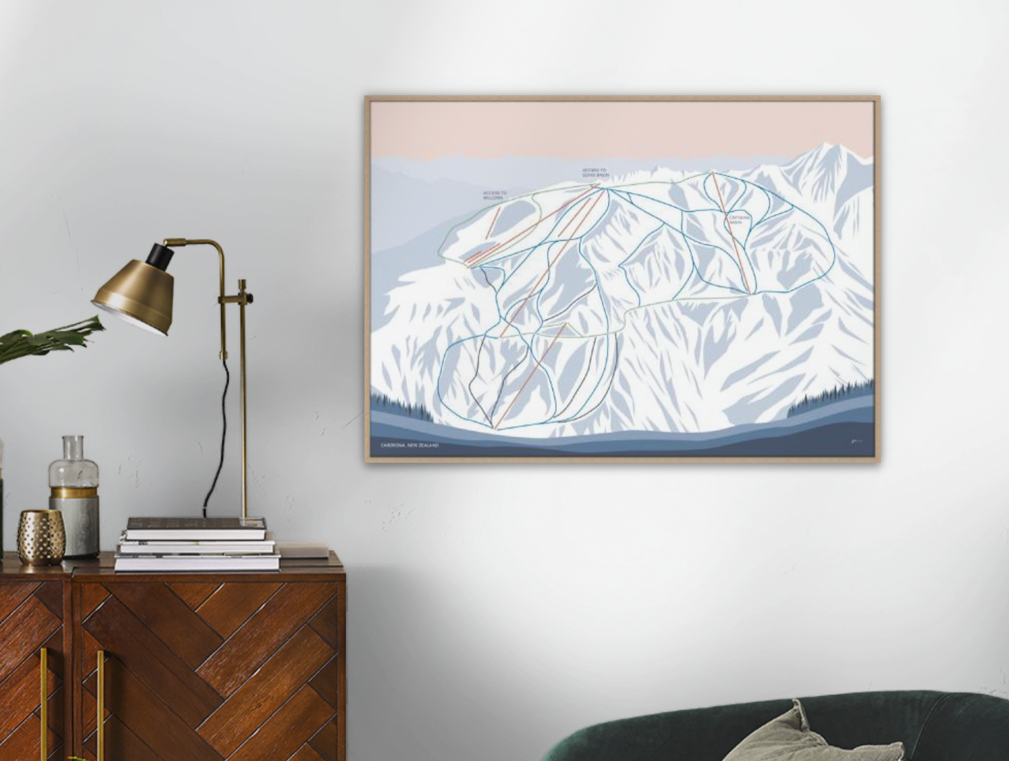 Cardrona Alpine Resort, New Zealand Trail Map Art Print