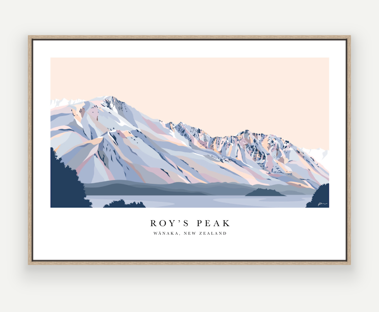 Roy's Peak Hike, Lake Wānaka, NZ Art Print with border