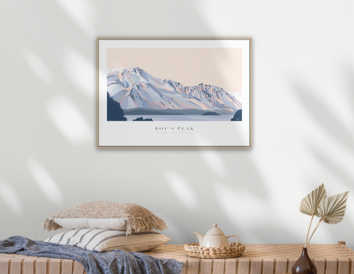 Roy's Peak Hike, Lake Wānaka, NZ Art Print with border