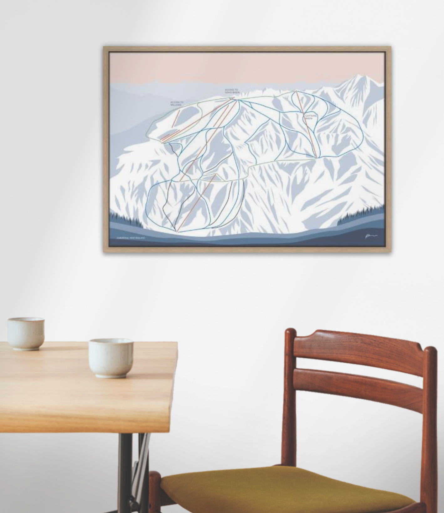 Cardrona Alpine Resort, New Zealand Trail Map Art Print