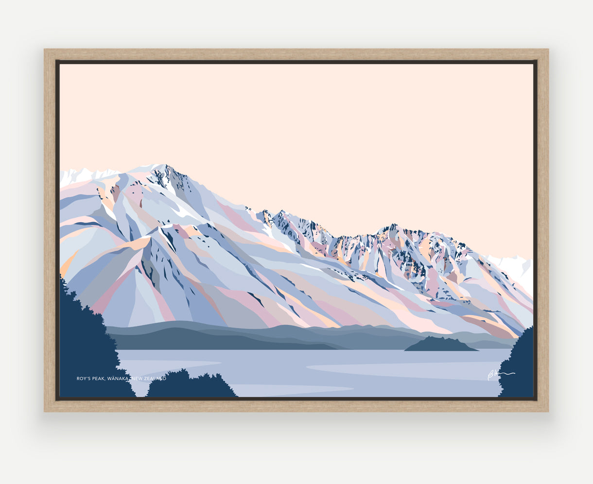 Roy's Peak Hike, Lake Wānaka, New Zealand Modern Mountain Art Print