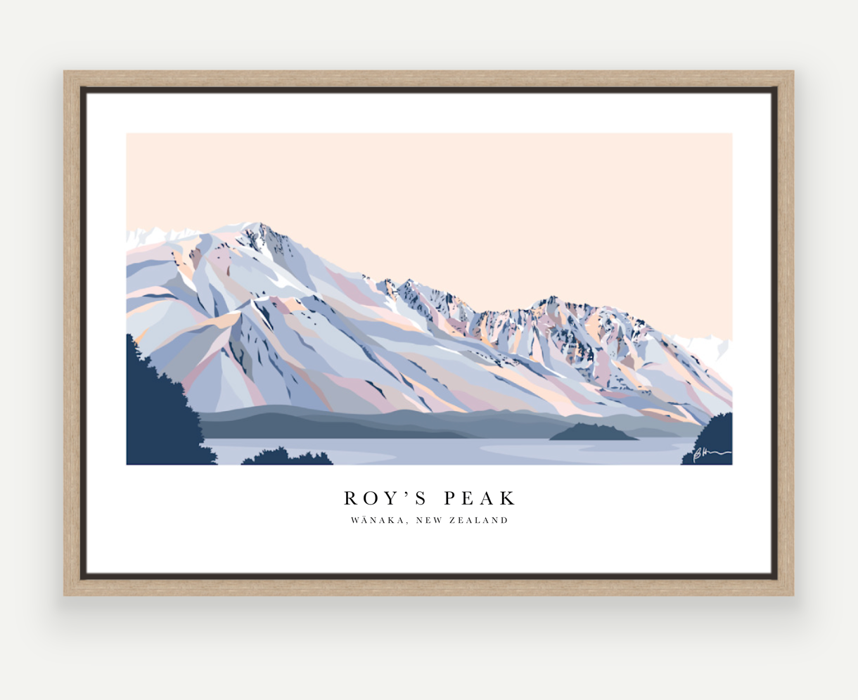 Roy's Peak Hike, Lake Wānaka, NZ Art Print with border