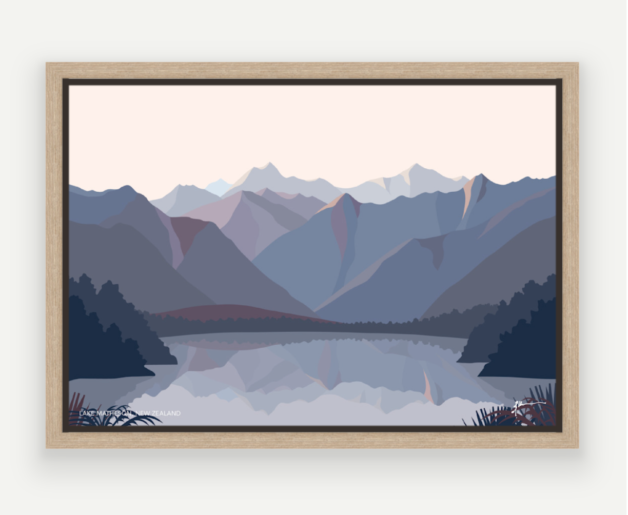 a4 lake matheson framed canvas