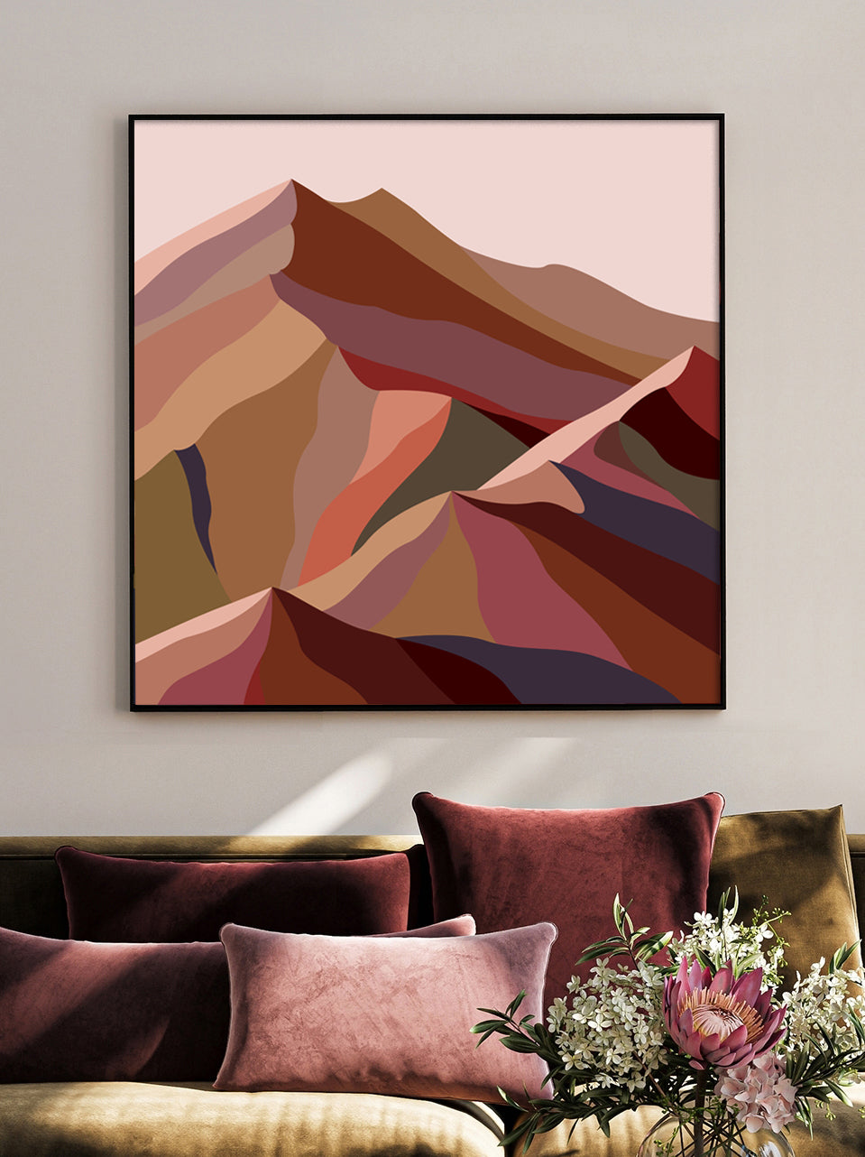 Maude 2, Abstract Mountain Float Frame Canvas Art Print