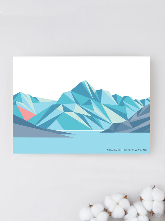 Aoraki Mount Cook Geometric Greeting Card