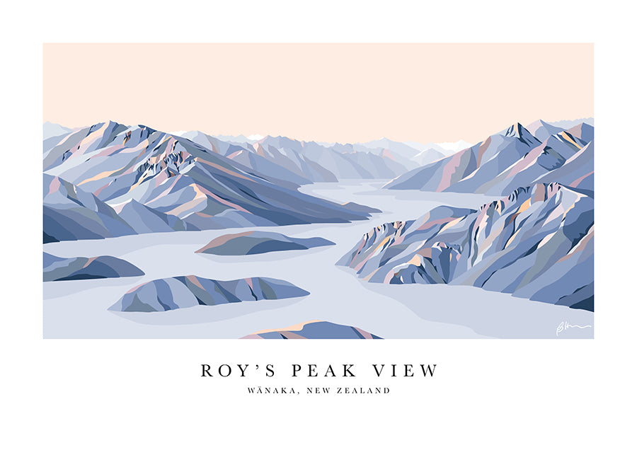 Roy's Peak View, Lake Wānaka, New Zealand Modern Mountain Art Print