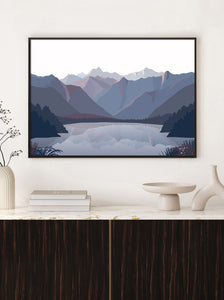Lake Matheson Aoraki Mt Cook Reflection, West Coast, New Zealand Mountain Art Print