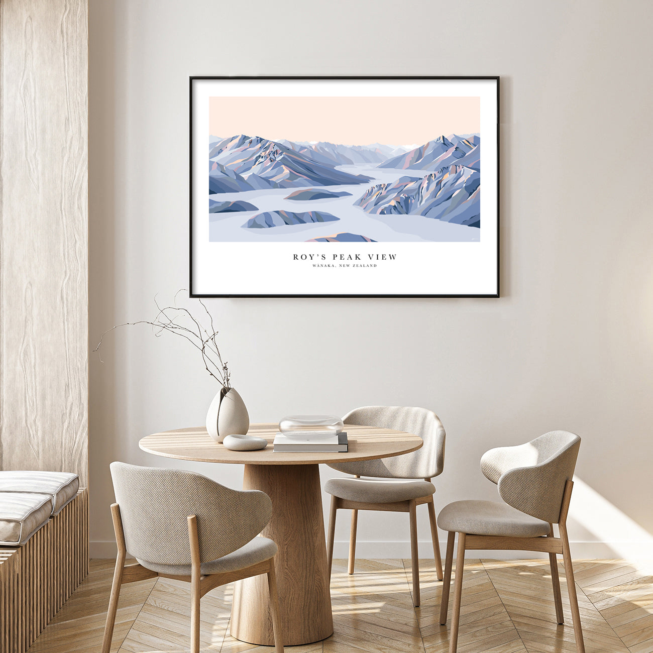 Roy's Peak View, Lake Wānaka, New Zealand Art Print with white border