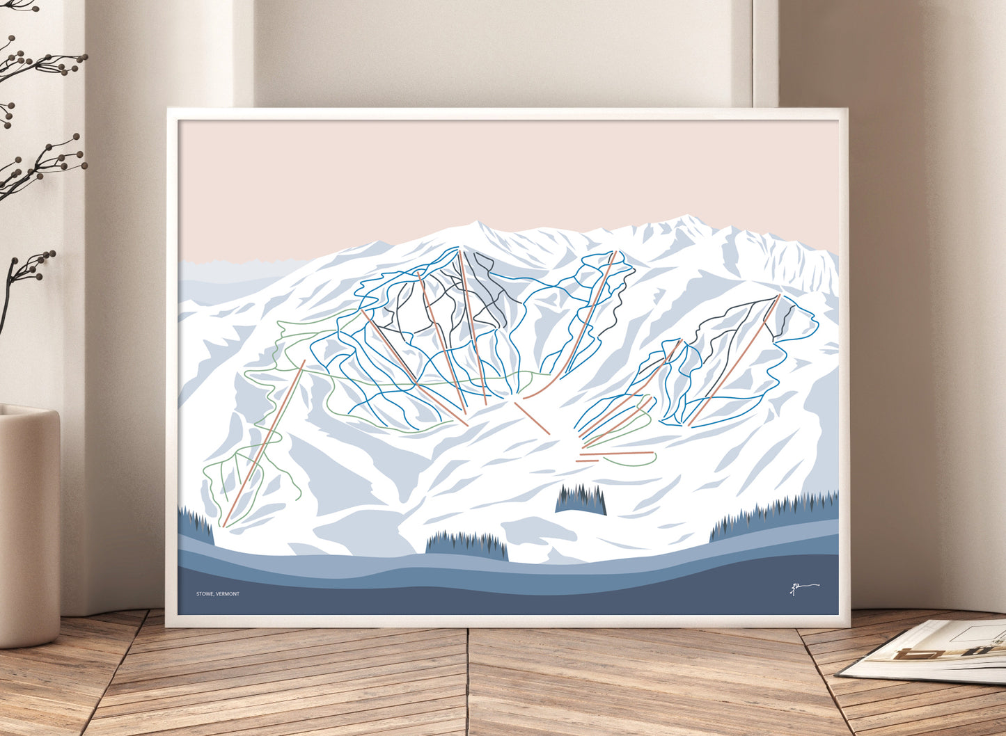 stowe trail map art print