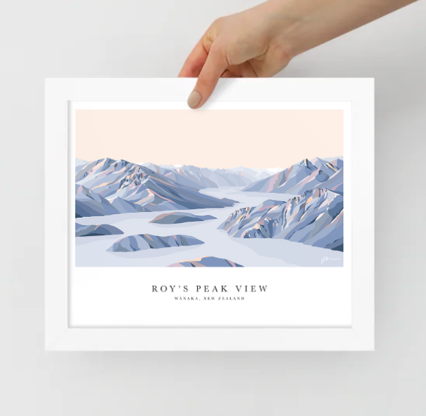 Roy's Peak View, Lake Wānaka, New Zealand Modern Mountain Art Print