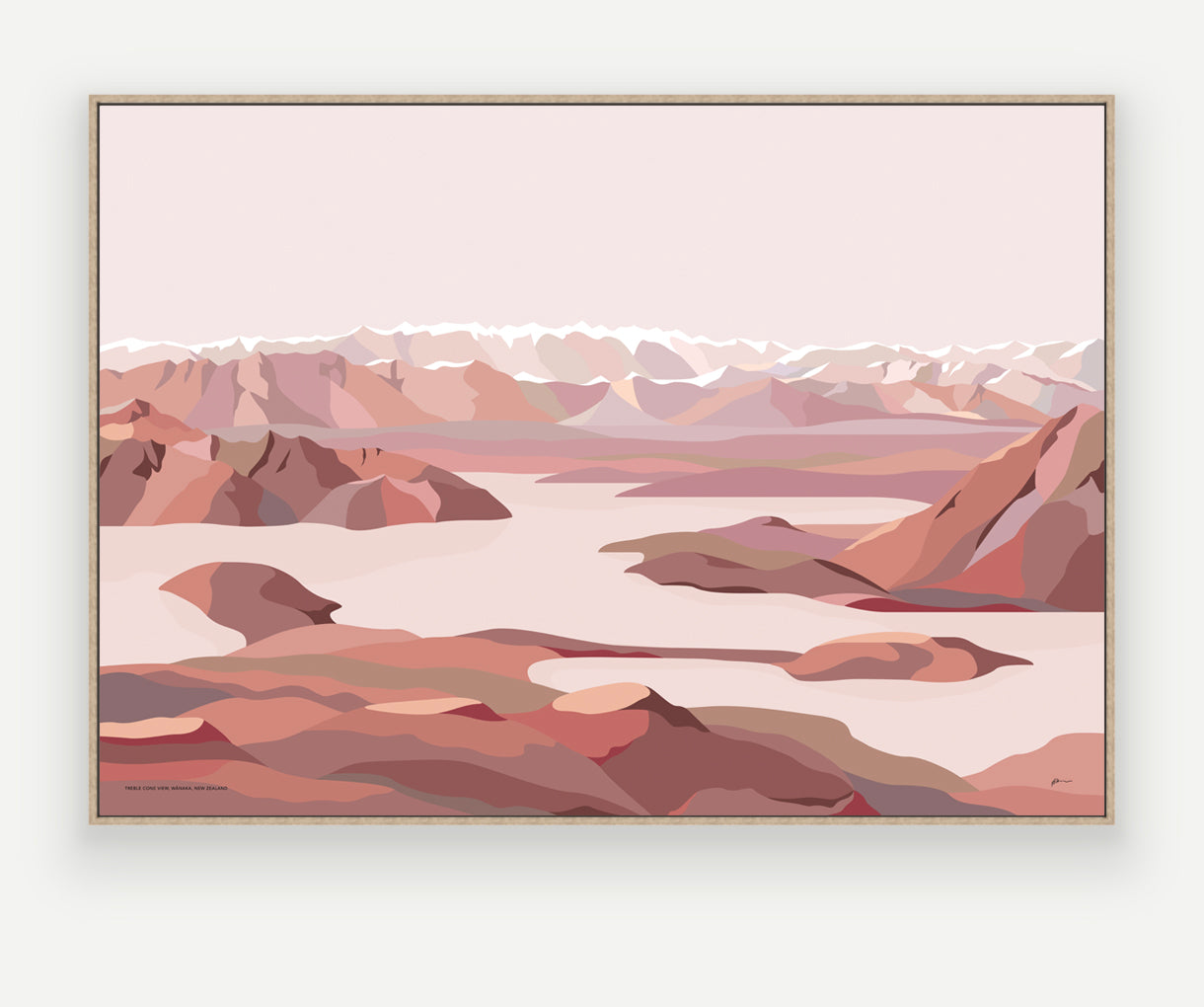 Treble Cone View Wānaka, New Zealand Modern Mountain Art Print