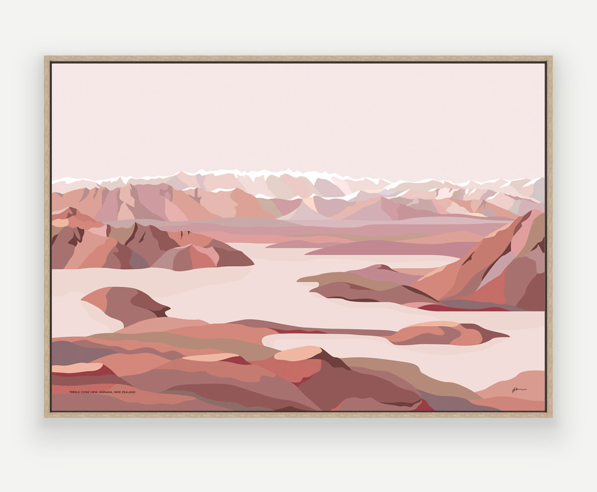 Treble Cone View Wānaka, New Zealand Modern Mountain Art Print