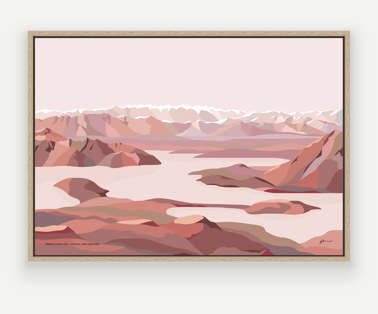 Treble Cone View Wānaka, New Zealand Modern Mountain Art Print