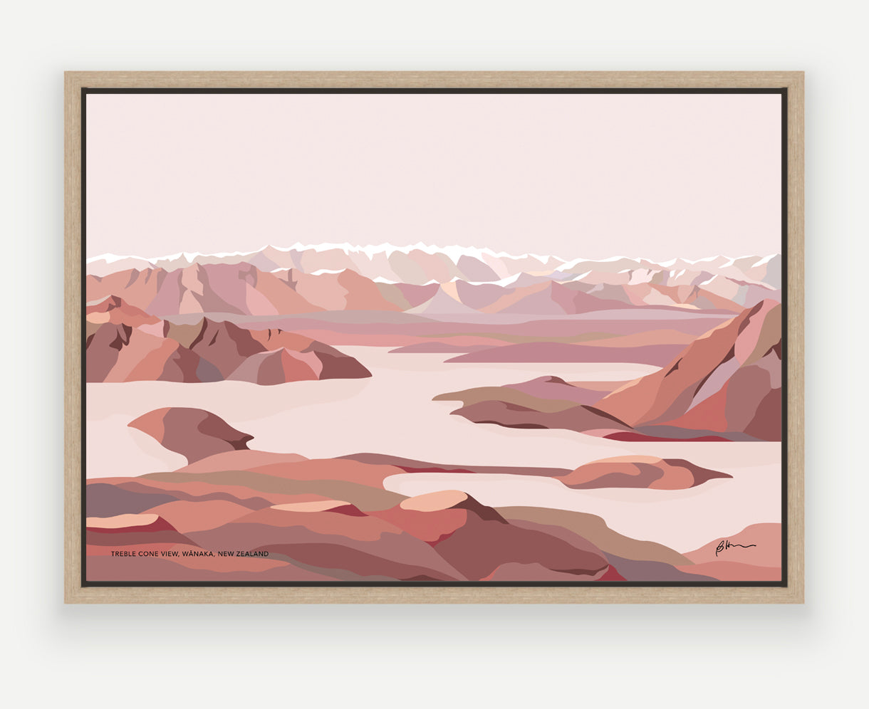 Treble Cone View Wānaka, New Zealand Modern Mountain Art Print
