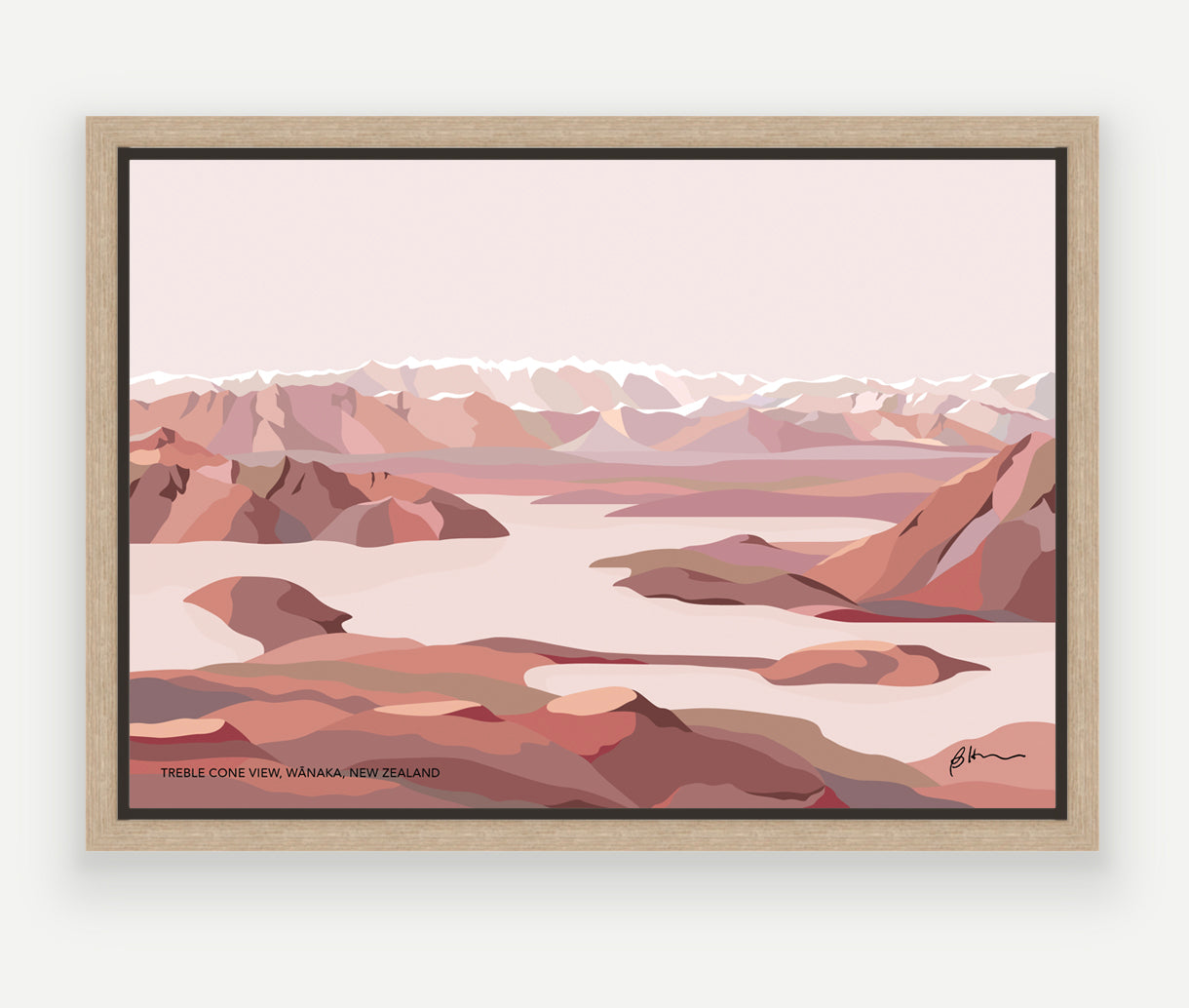Treble Cone View Wānaka, New Zealand Modern Mountain Art Print