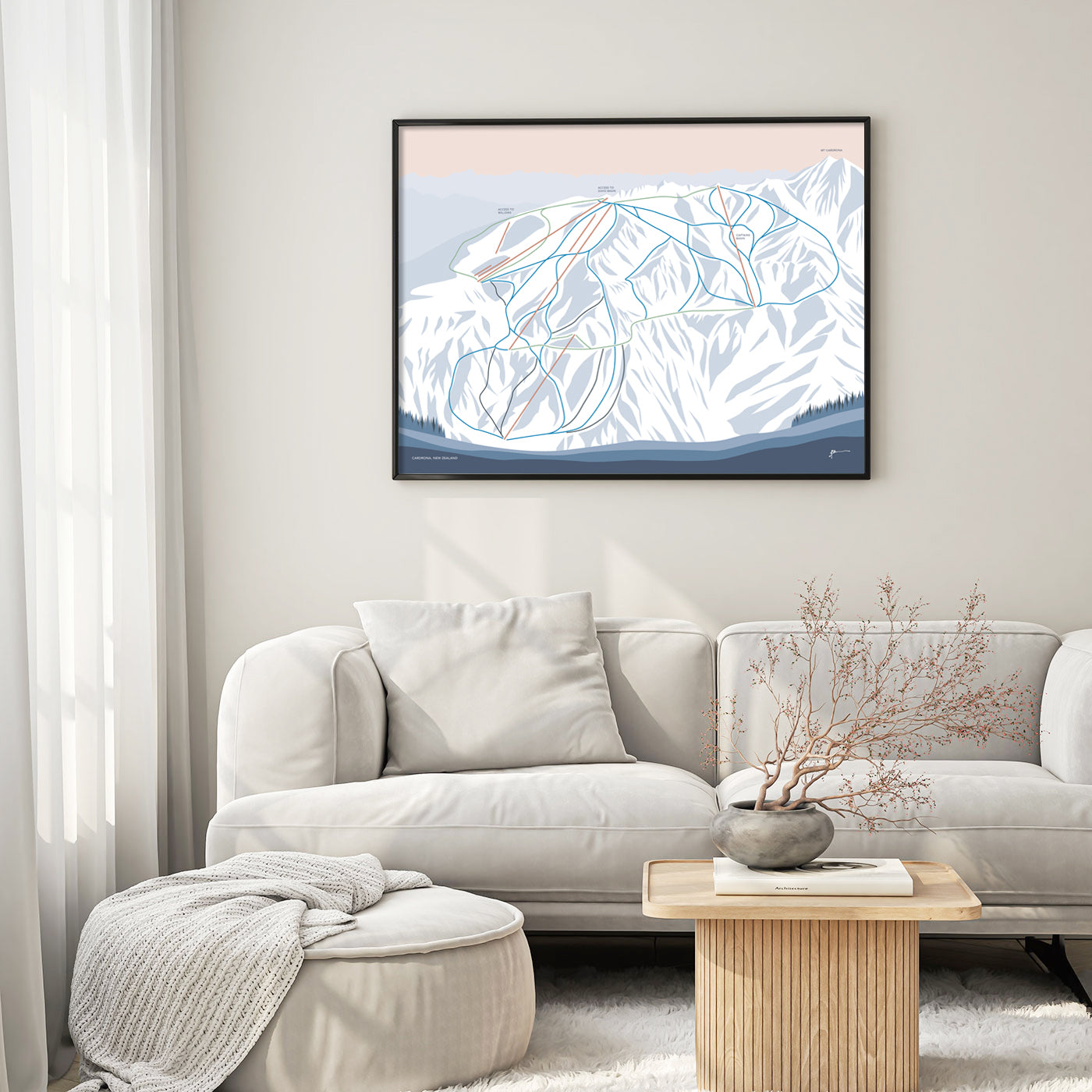 Cardrona Alpine Resort, New Zealand Trail Map Art Print