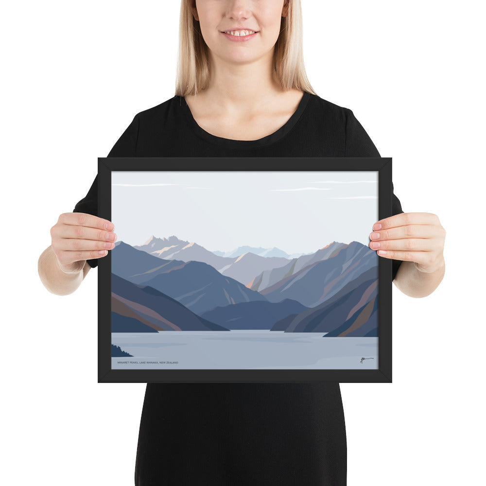 Minaret Peaks, Lake Wānaka, New Zealand Mountain Art Print