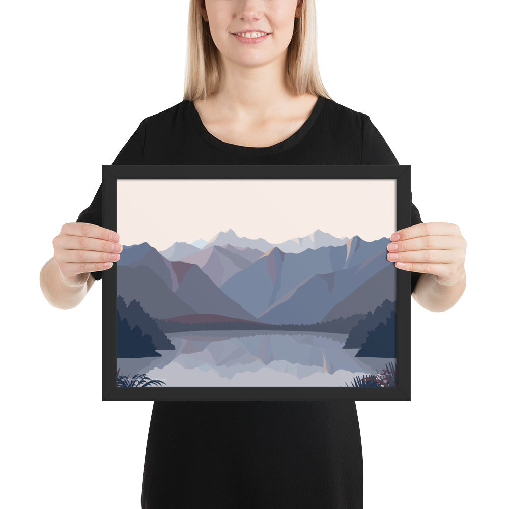 Lake Matheson Aoraki Mt Cook Reflection, West Coast, New Zealand Mountain Art Print