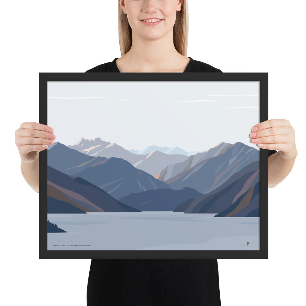 Minaret Peaks, Lake Wānaka, New Zealand Mountain Art Print