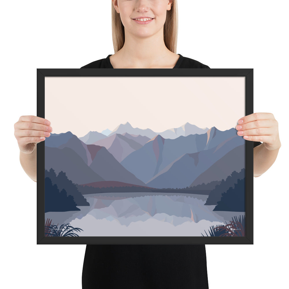 Lake Matheson Aoraki Mt Cook Reflection, West Coast, New Zealand Mountain Art Print