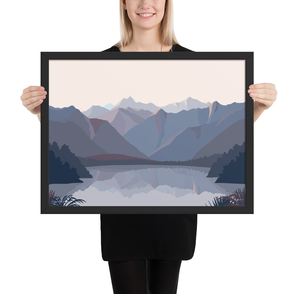 Lake Matheson Aoraki Mt Cook Reflection, West Coast, New Zealand Mountain Art Print