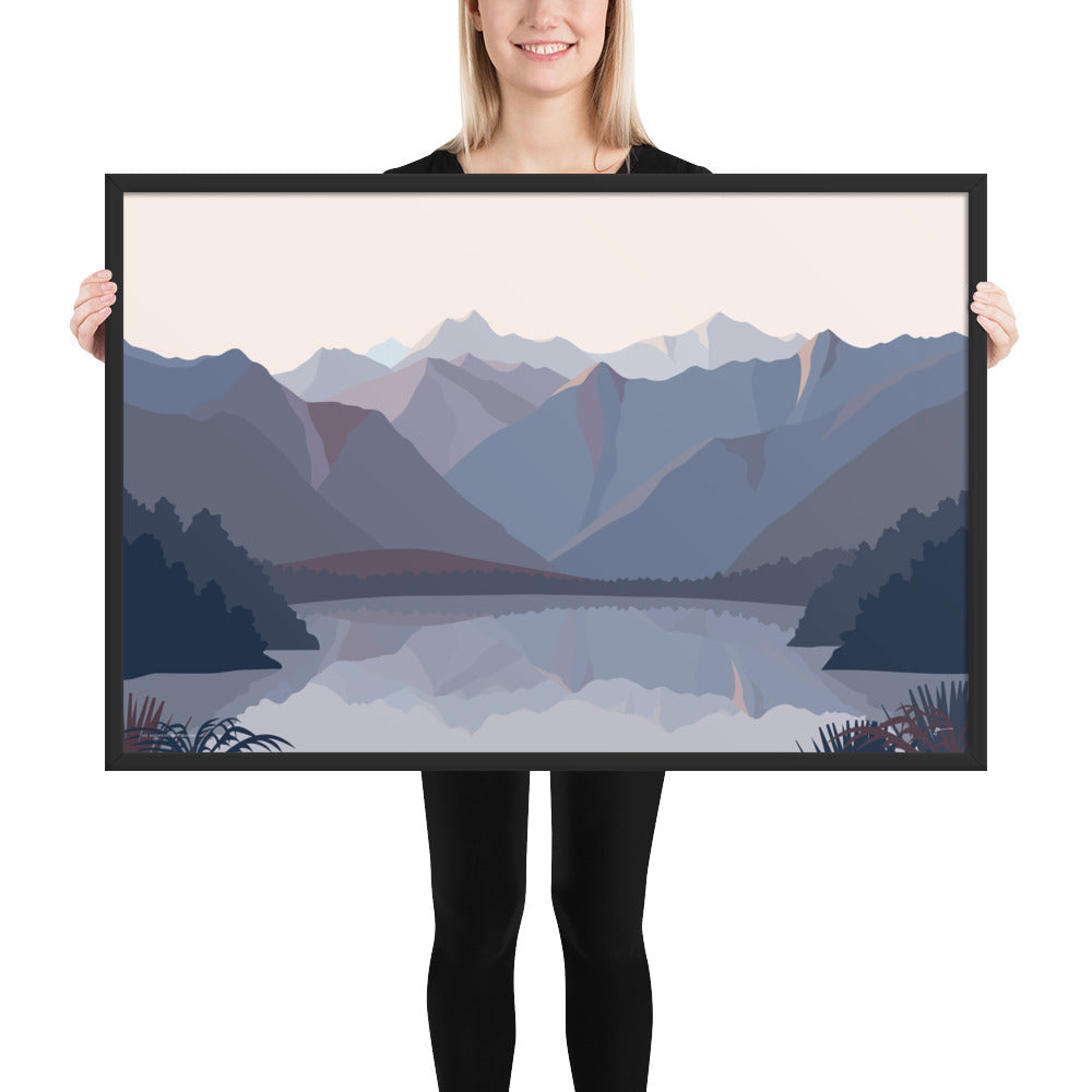 Lake Matheson Aoraki Mt Cook Reflection, West Coast, New Zealand Mountain Art Print