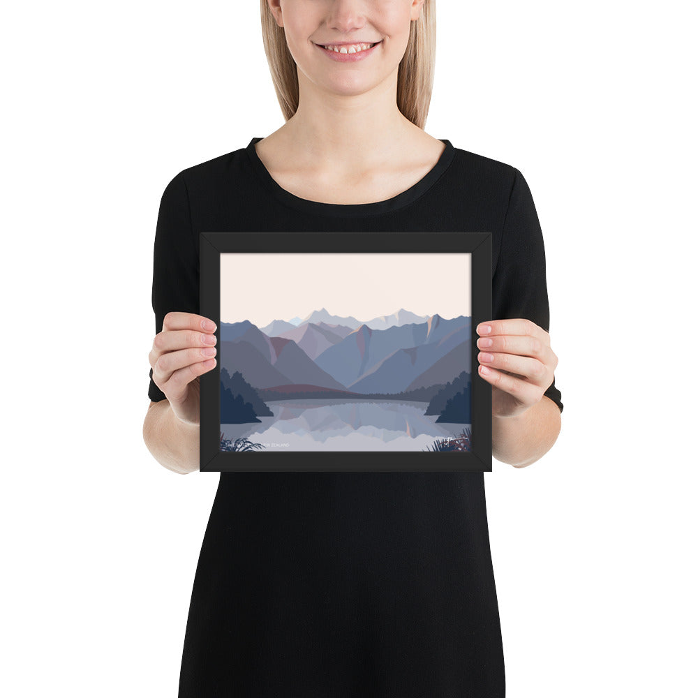 Lake Matheson Aoraki Mt Cook Reflection, West Coast, New Zealand Mountain Art Print