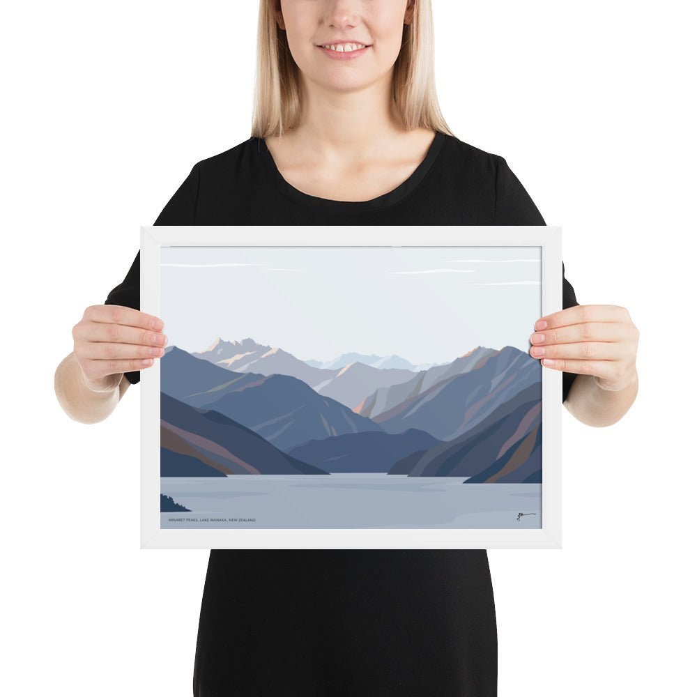 Minaret Peaks, Lake Wānaka, New Zealand Mountain Art Print