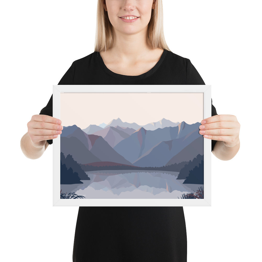 Lake Matheson Aoraki Mt Cook Reflection, West Coast, New Zealand Mountain Art Print