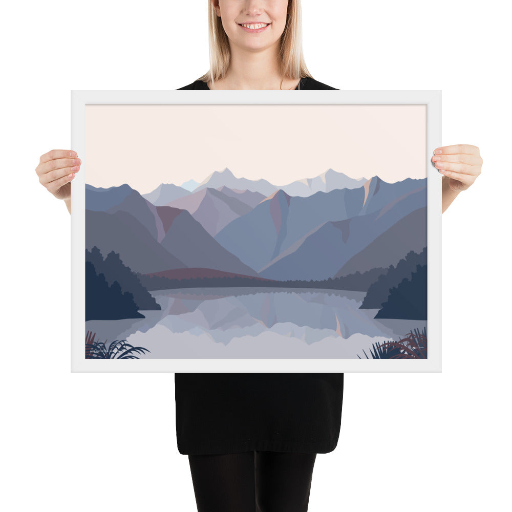 Lake Matheson Aoraki Mt Cook Reflection, West Coast, New Zealand Mountain Art Print