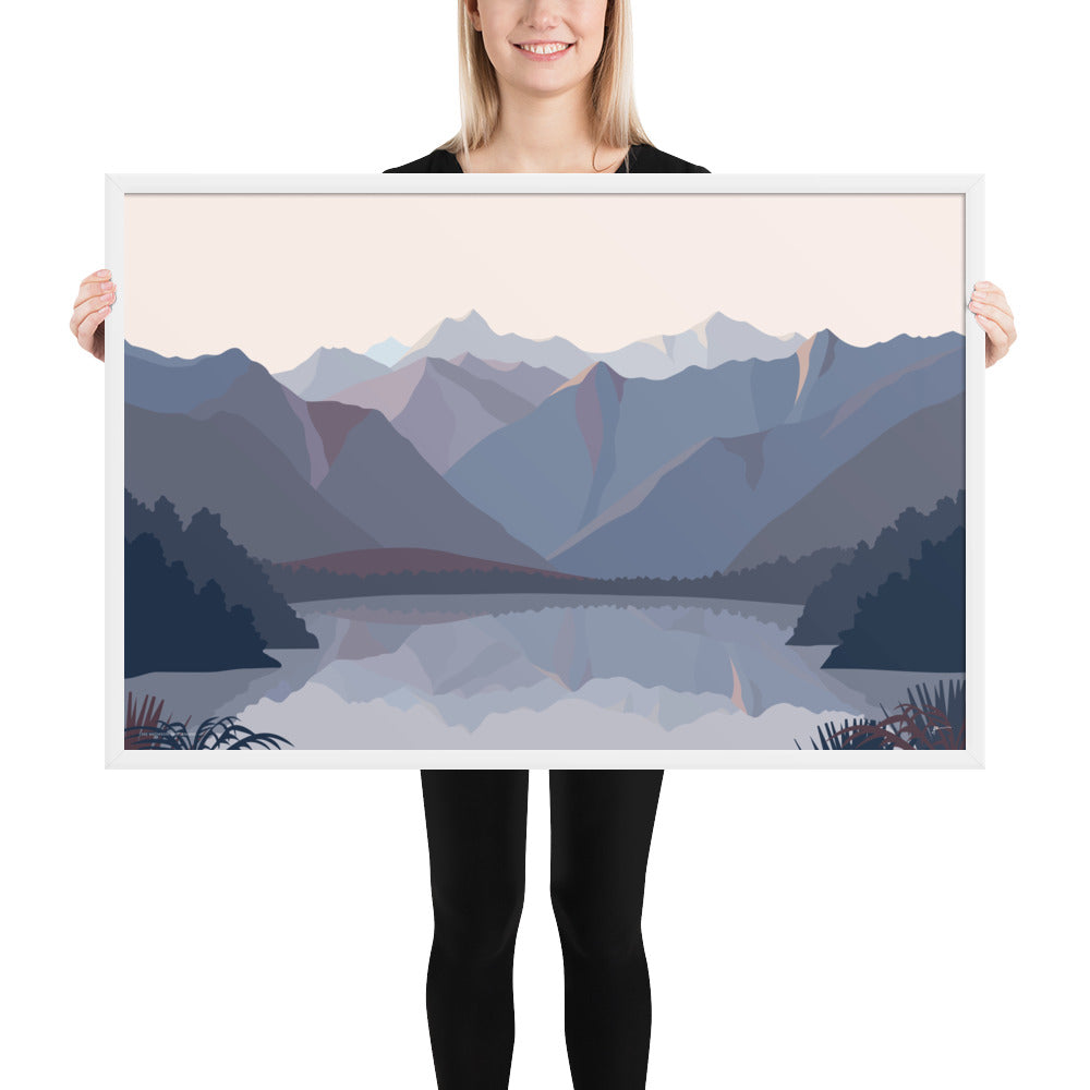 Lake Matheson Aoraki Mt Cook Reflection, West Coast, New Zealand Mountain Art Print