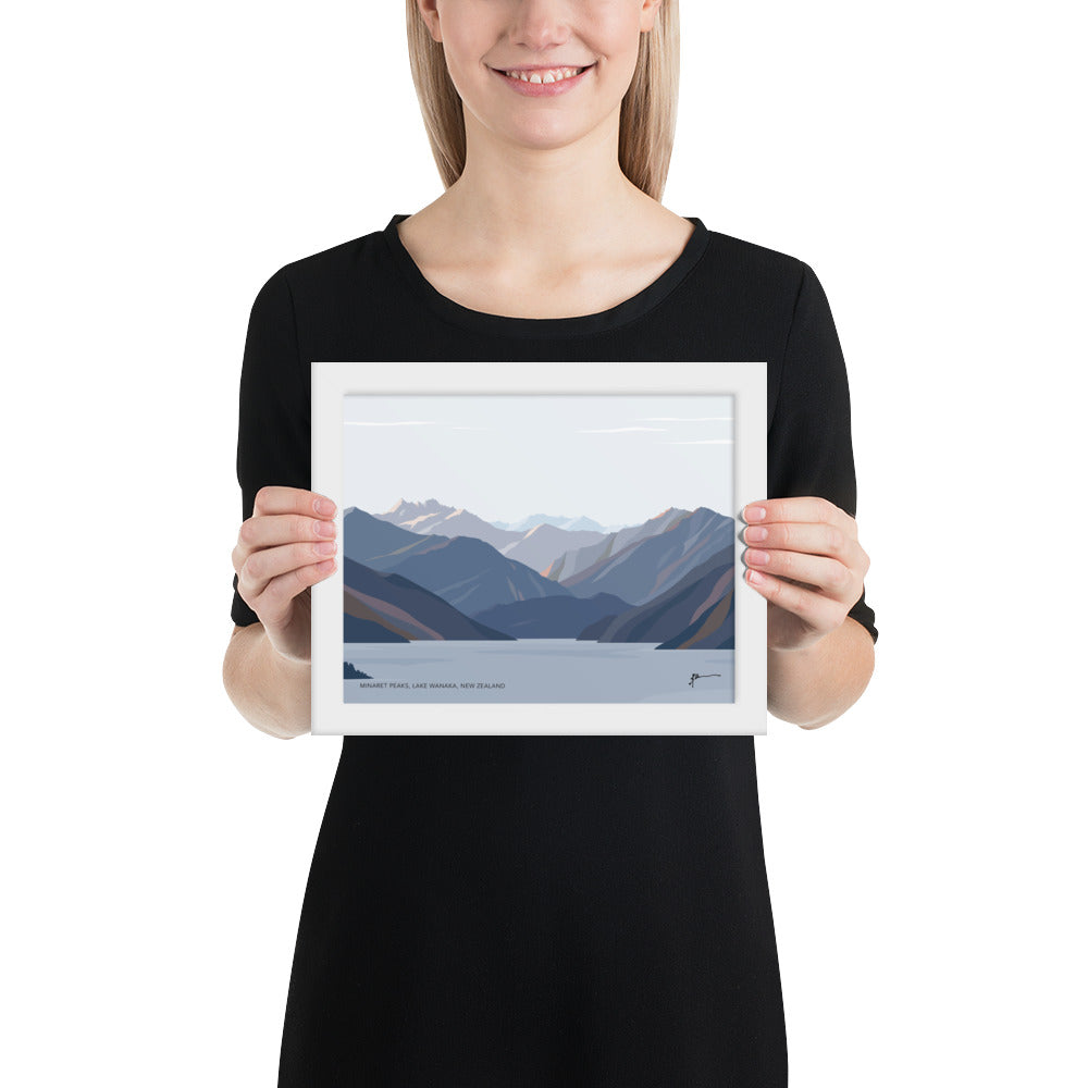 Minaret Peaks, Lake Wānaka, New Zealand Mountain Art Print