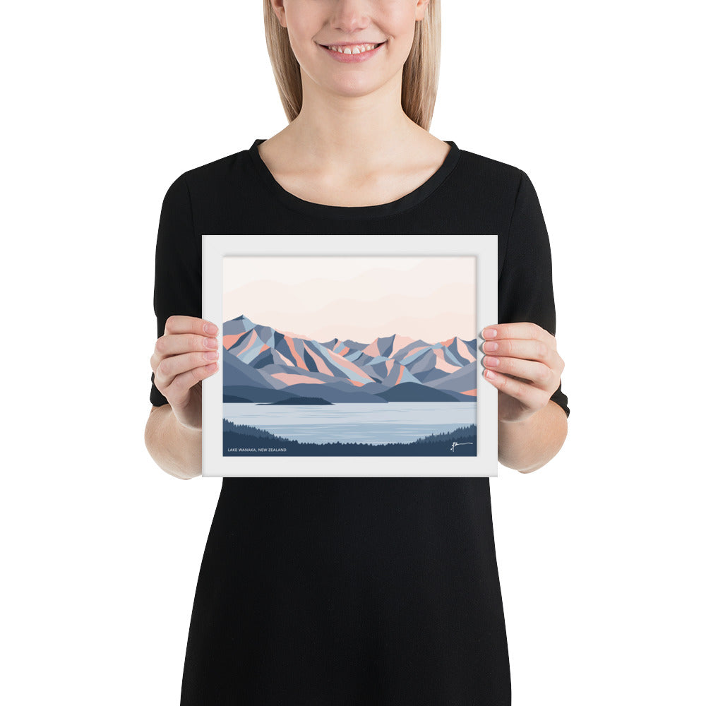 Lake Wanaka Mountains New Zealand Art Print. Modern Landscape Wall Art Poster