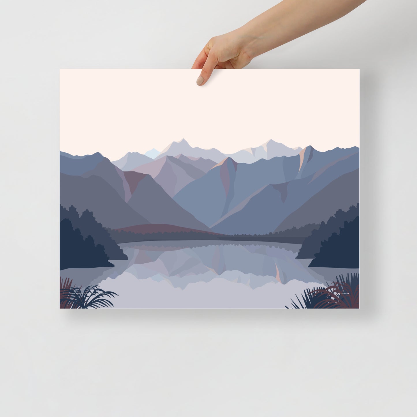 Lake Matheson Aoraki Mt Cook Reflection, West Coast, New Zealand Mountain Art Print