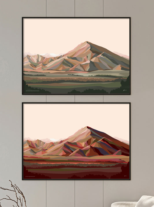 MOUNT MAUDE, WĀNAKA/HAWEA, NEW ZEALAND Art Print (2 colourways)