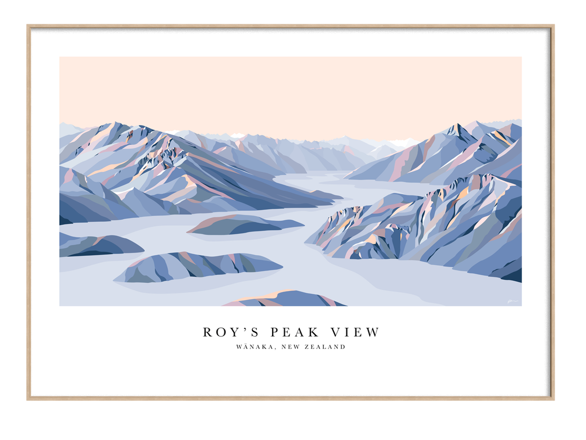 Roy's Peak View, Lake Wānaka, New Zealand Modern Mountain Art Print