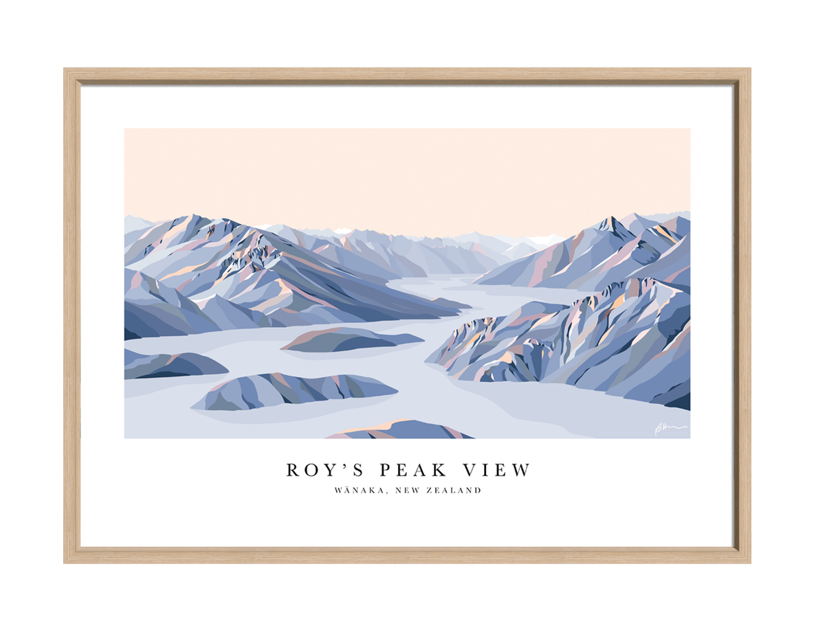 Roy's Peak View, Lake Wānaka, New Zealand Modern Mountain Art Print