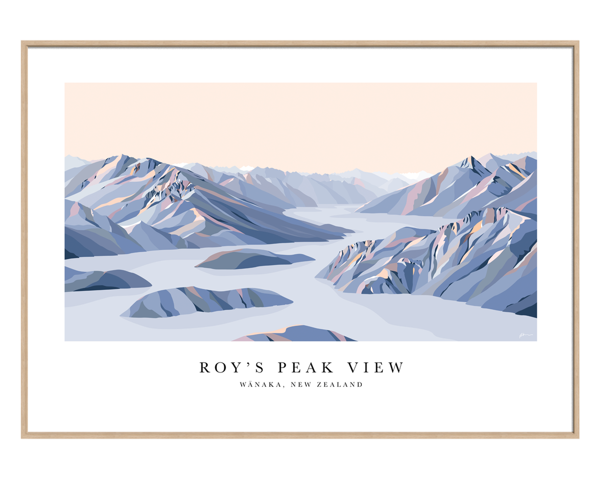 Roy's Peak View, Lake Wānaka, New Zealand Modern Mountain Art Print