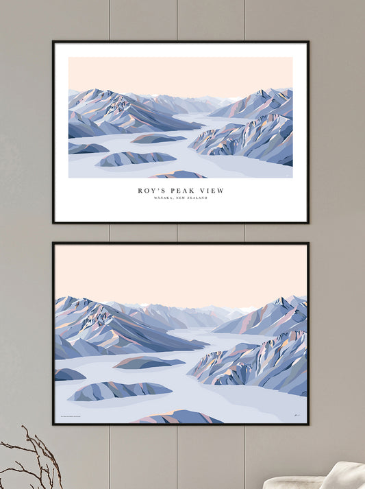 Roy's Peak View, Lake Wānaka, New Zealand Modern Mountain Art Print