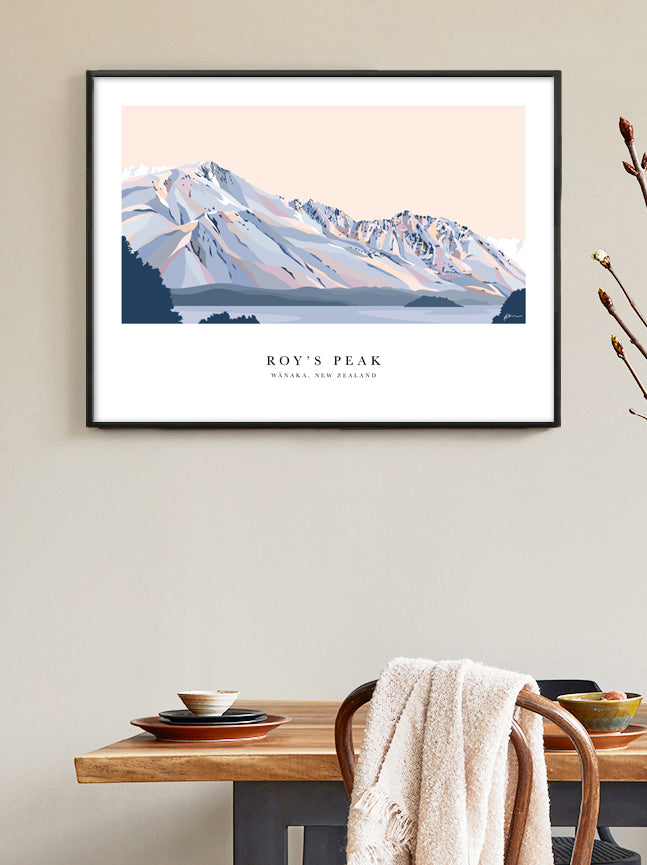 Roy's Peak Hike, Lake Wānaka, NZ Art Print with border