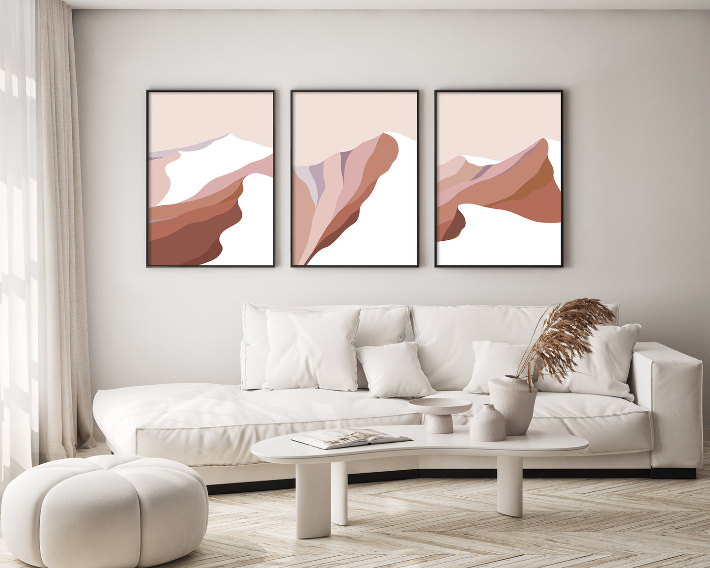 set of 3 mountain art prints
