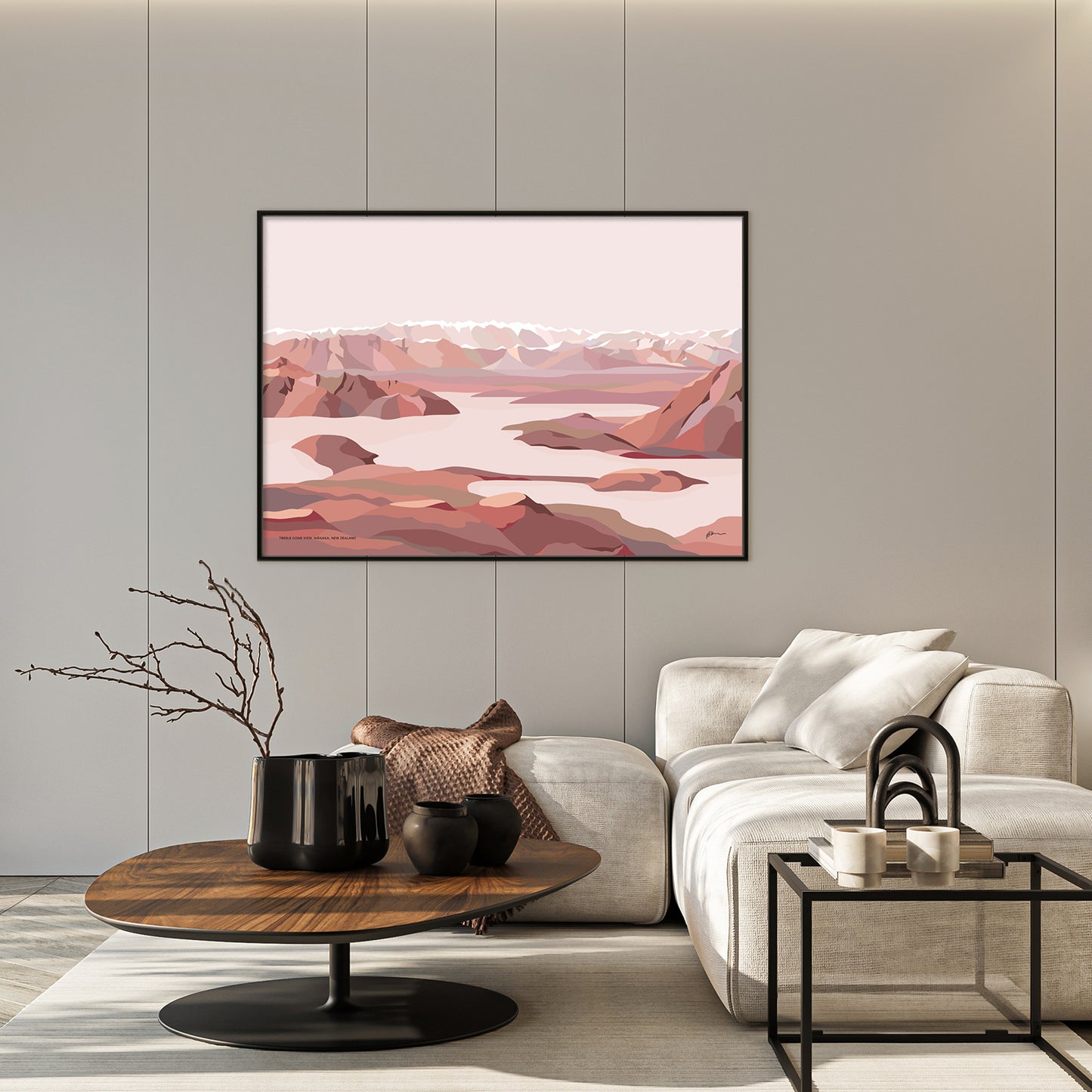 Treble Cone View Wānaka, New Zealand Modern Mountain Art Print